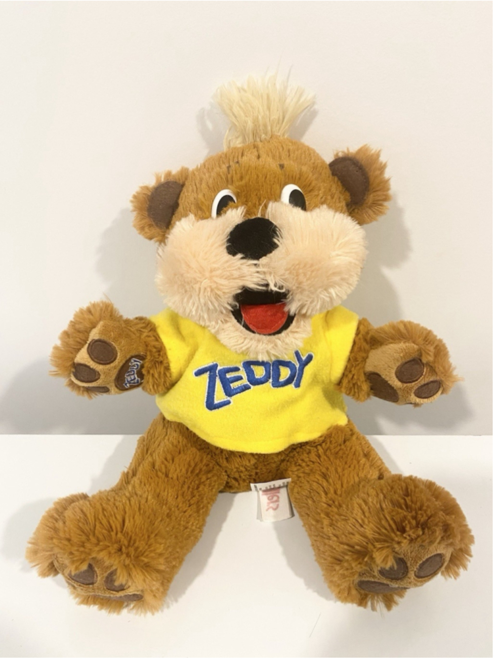 Vintage Zellers Zeddy Bear Plush Stuffed Animal Yellow Shirt Canada Mascot 12”